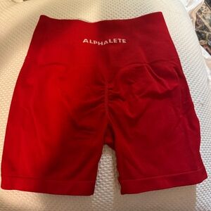 Alphalete Red High-Rise Athletic Bike Shorts